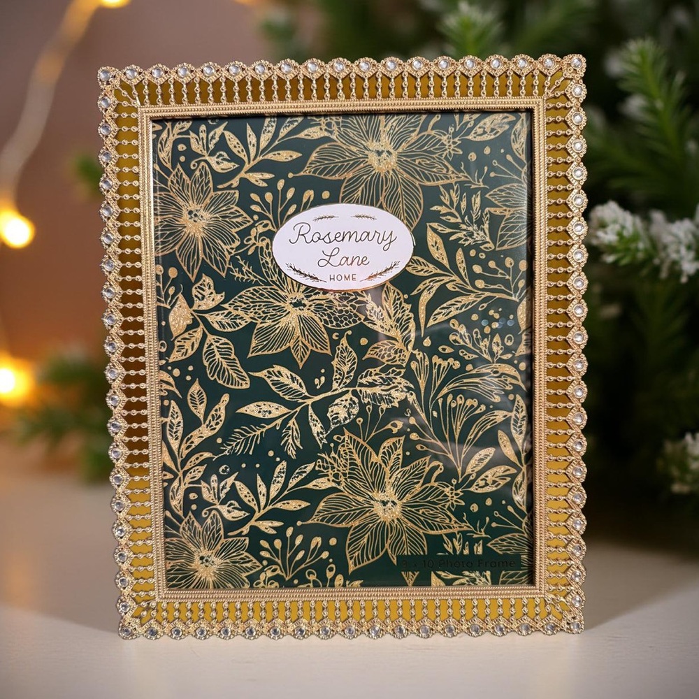 Rosemary Lane NWT Beautiful Ornate Gold Rhinestone 8x10 Picture Frame